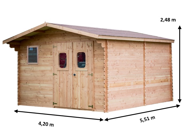 Abri de jardin en bois DREUX (44 mm), 5x4 m, 20 m²