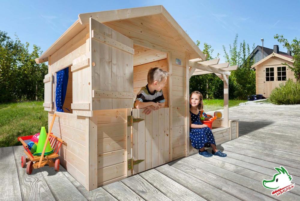 Maisonnette enfant en bois avec cuisine extérieure cottage