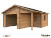 Garage en bois 21,9 m² + 5,2 m²  (5,10 x 5,50 m) - Palmako ROGER Traitement et Couleur : Traité Marron (1 semaine de délais en +)