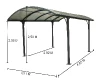 Carport Aluminium Arrondi avec toit polycarbonate avec dimensions