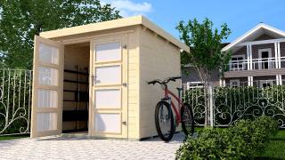 Abri bois design moderne toit plat et double porte 3,8 m² - 1,98 x 1,94 m - Weka AIGUINA